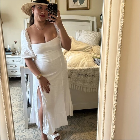 Reformation Belgium Linen Dress in White - Picture 5 of 14